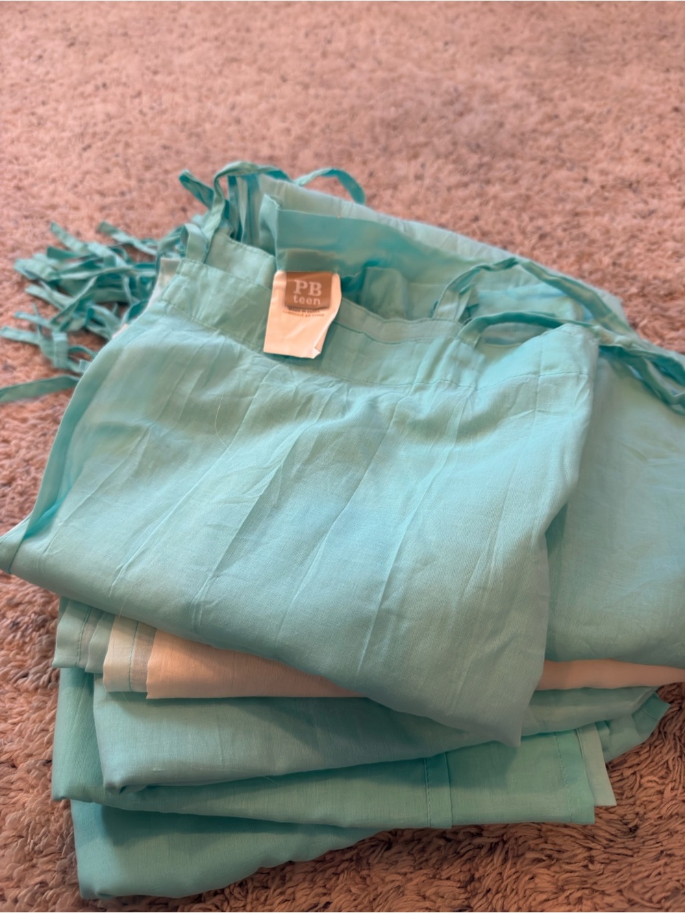 Pottery Barn Teen Aqua sheer curtains 18x24 -5 panels